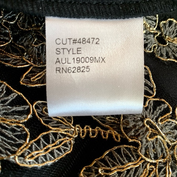 Tadashi Shoji Embroidered Cocktail Dress. 0. NWT. Black Gold Lace Bodice & Hem - Picture 15 of 15